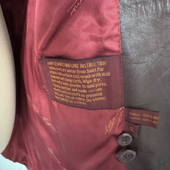 Vintage Etiennne Aigner Dark Cherry Genuine Leather Blazer Jacket Size 10 - Picture 4 of 4